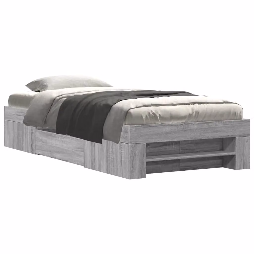 Berkfield Home Sonoma Bed Frame in Grey with Drawers, W/D/H: 90 x 200 cm, Engineered Wood – 2