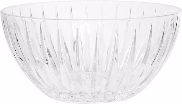 Orsina Large Transparent Fluted Textured Glass Salad and Dessert Bowl