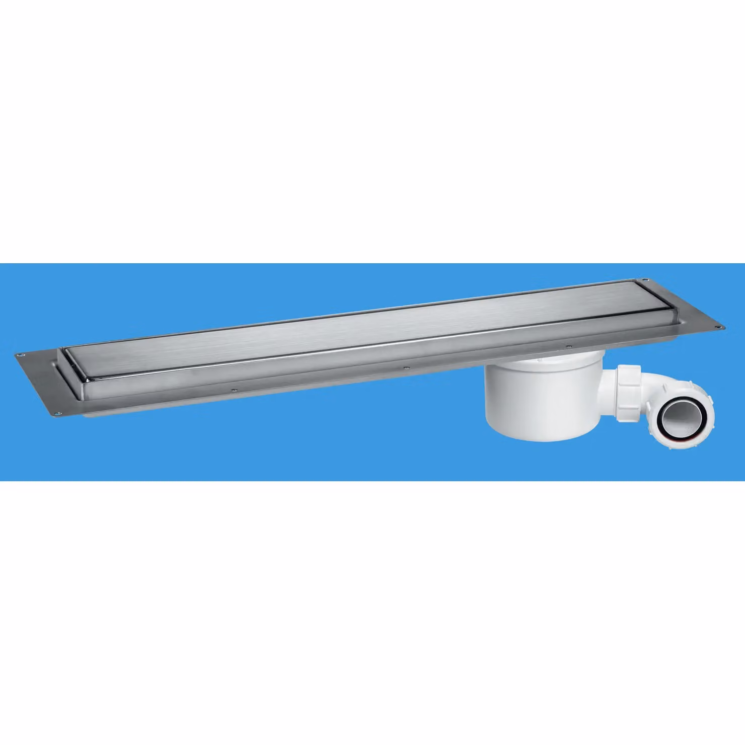 McAlpine CD600-B Brushed Stainless Steel Linear Channel Drain with Odour Trap in Silver, Length: 548 mm – 2
