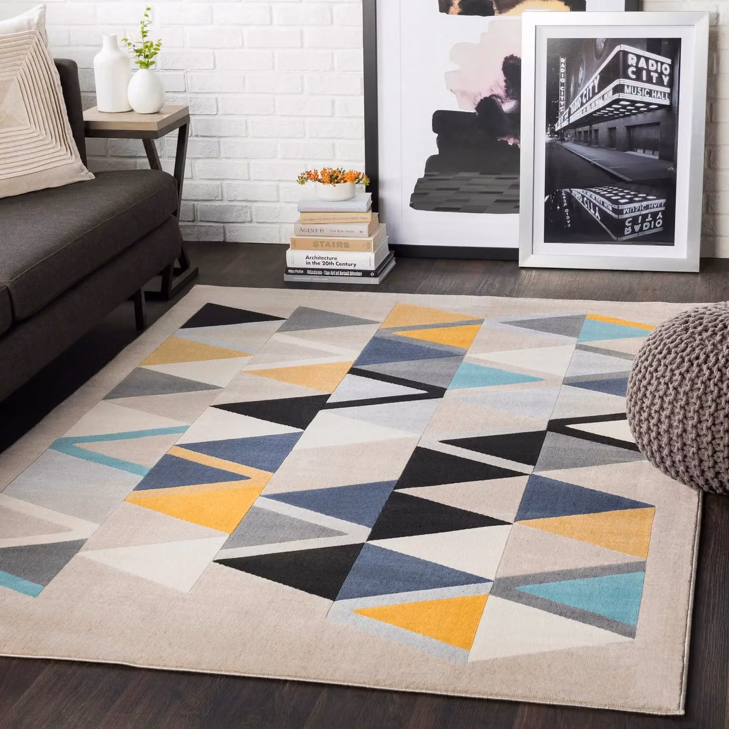 Livabliss City Geometric Rug in Yellow, Blue, Grey and Black, W: 200 cm, D: 275 cm – 9