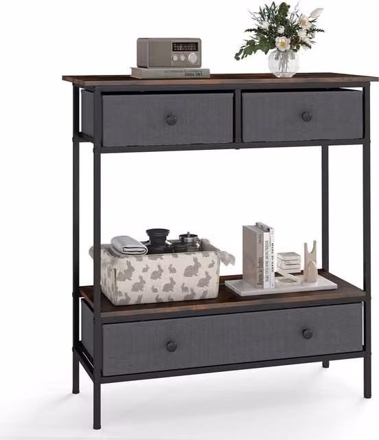 Costway Industrial Brown Console Table for Entryways and Hallways – 1