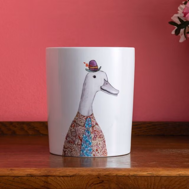 Mikasa Tipperleyhill Porcelain Utensil Pot with Duck Print, White, W: 14 cm, H: 17 cm
