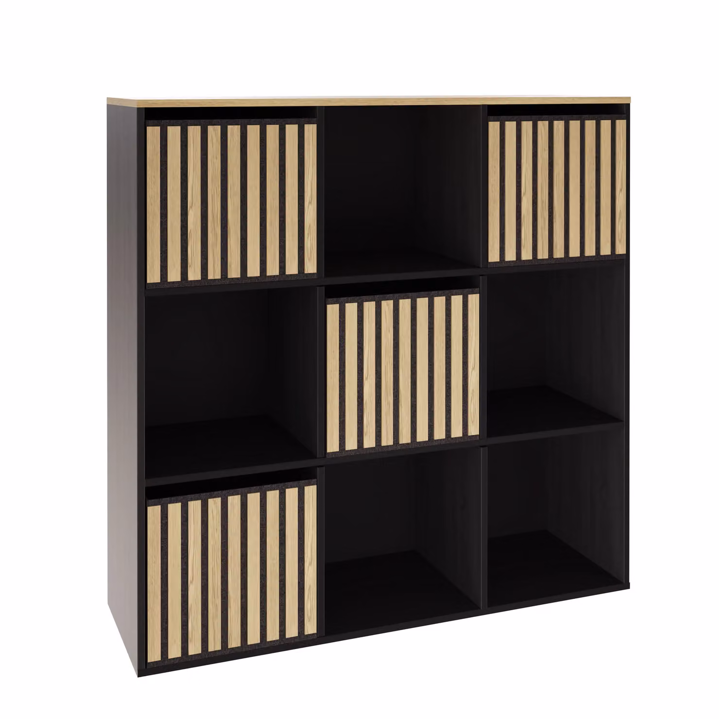 GFW Kube 3x3 Modern Shelf Storage Cube in Black and Oak – 2