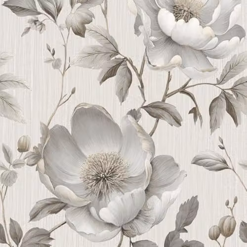 Muriva Alethia Grey Floral Botanical Wallpaper Roll