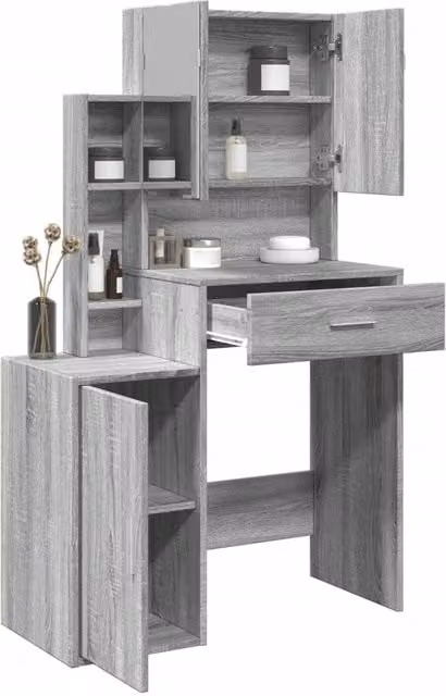 Berkfield Home Dressing Table with Cabinet in Grey Sonoma, W/D/H: 80 x 35 x 132 cm – 1