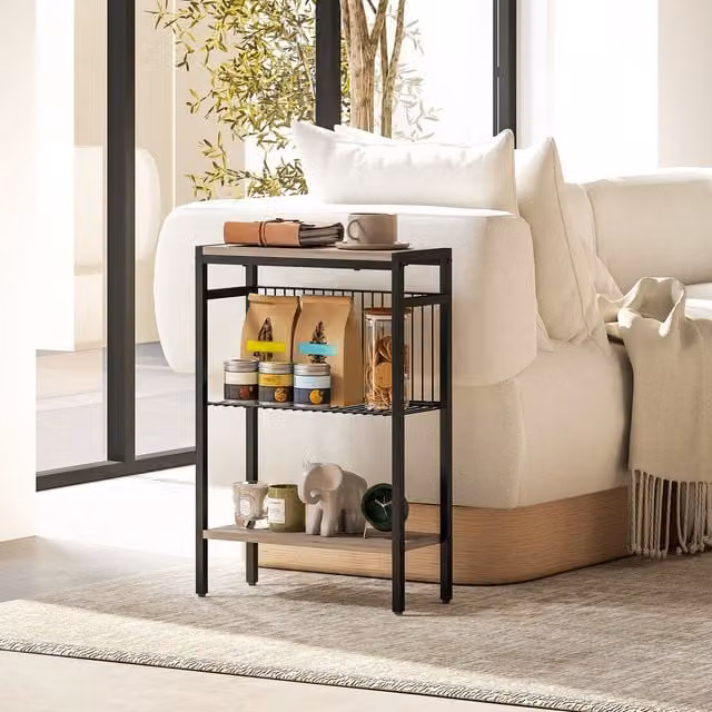 HOMCOM Modern Grey Side Table with Storage for your Living Room or Bedroom