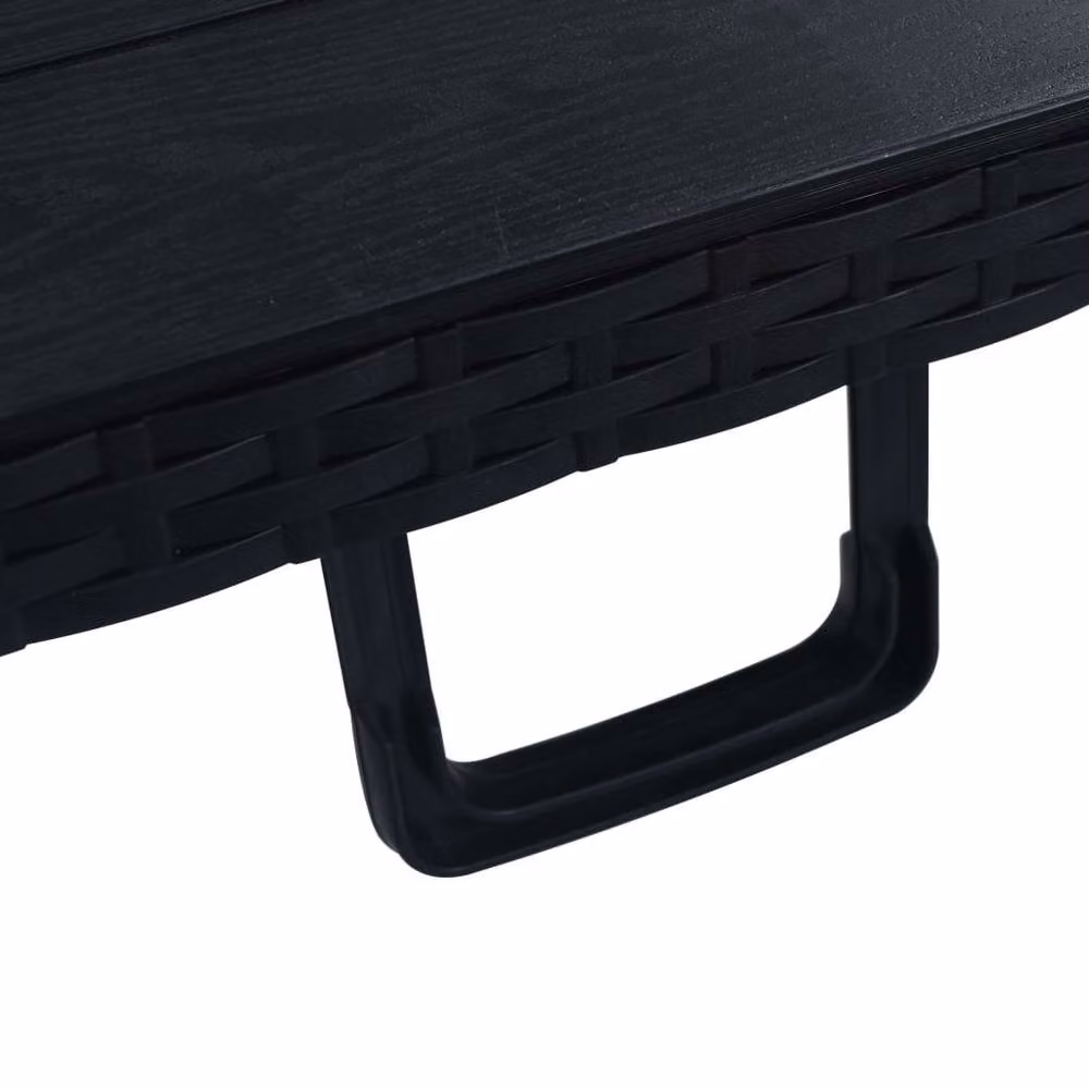 Berkfield Home Folding Garden Table in Black with Imitation Rattan, W: 180 cm, D: 75 cm, H: 72 cm – 4