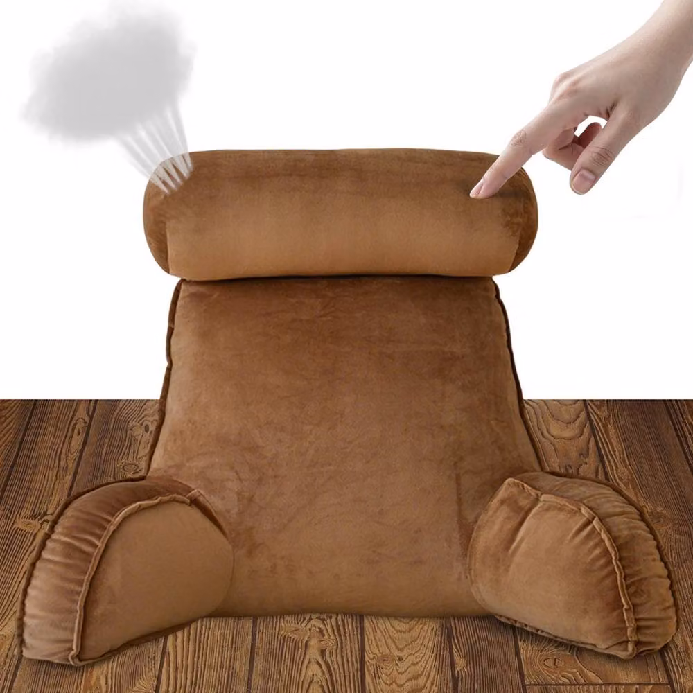Havendro Brown Wedge Coffee TV Lounge Cushion Backrest and Arm Support Pillow – 3