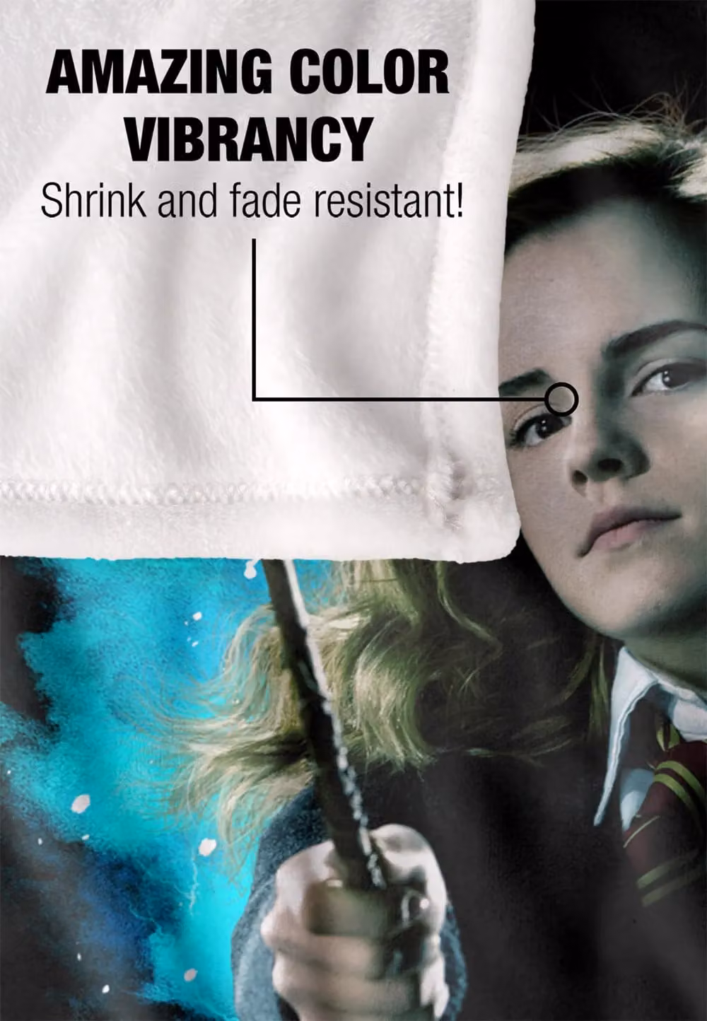 Warner Brothers Harry Potter Hermione Ready Soft Fleece Blanket, White, W/D/H: 152 x 127 x 1 cm – 8