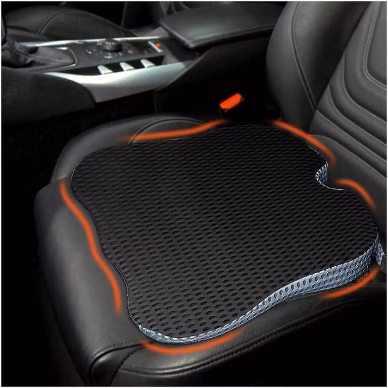 FLAVORA Ergonomic Memory Foam Coccyx Seat and Back Wedge Cushion in Black, W/D/H: 190 x 100 x 8 cm