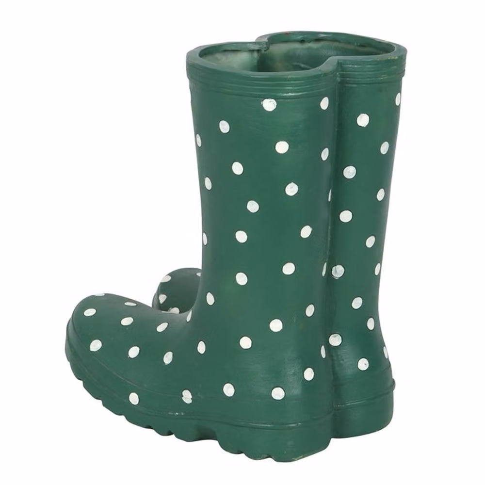 Uniqueful Dark Green Welly Boot Planter Pot, W/D/H: 14.0 x 18.0 x 21.5 cm – 2