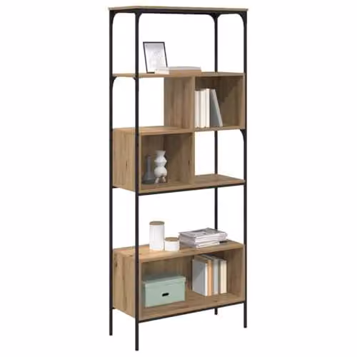 vidaXL 7-Tier Bookcase in Artisan Oak and Black, W/D/H: 76 x 33 x 188.5 cm – 1