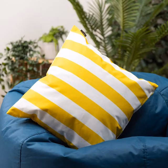 ICON Icon Deck Stripe Reversible Square Outdoor Cushion in Yellow