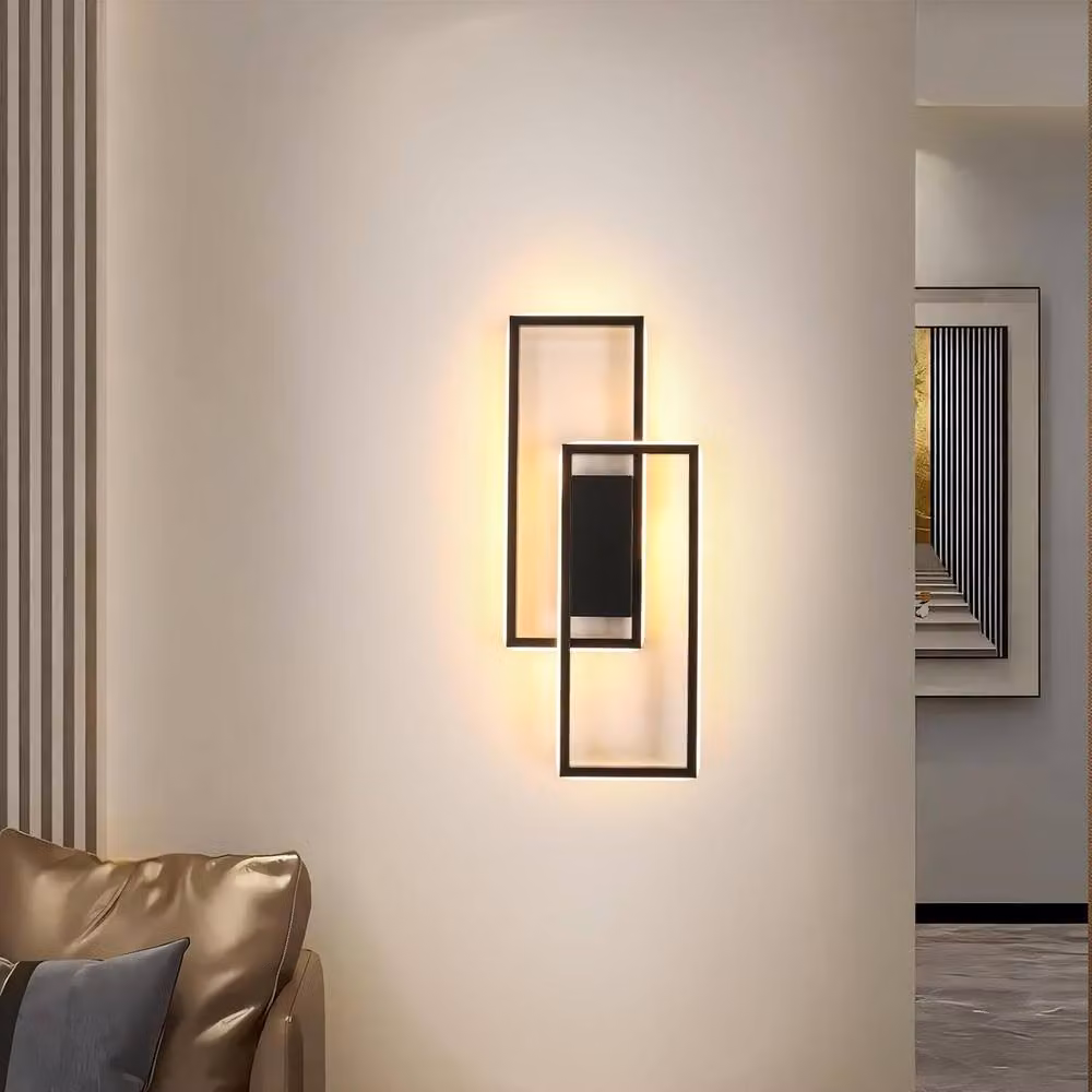 Goeco Modern Black LED Indoor Wall Light, Up and Down Lighting, 28W, 3000K Warm White, W/D/H: 40.5 x 6.0 x 40.5 cm – 2