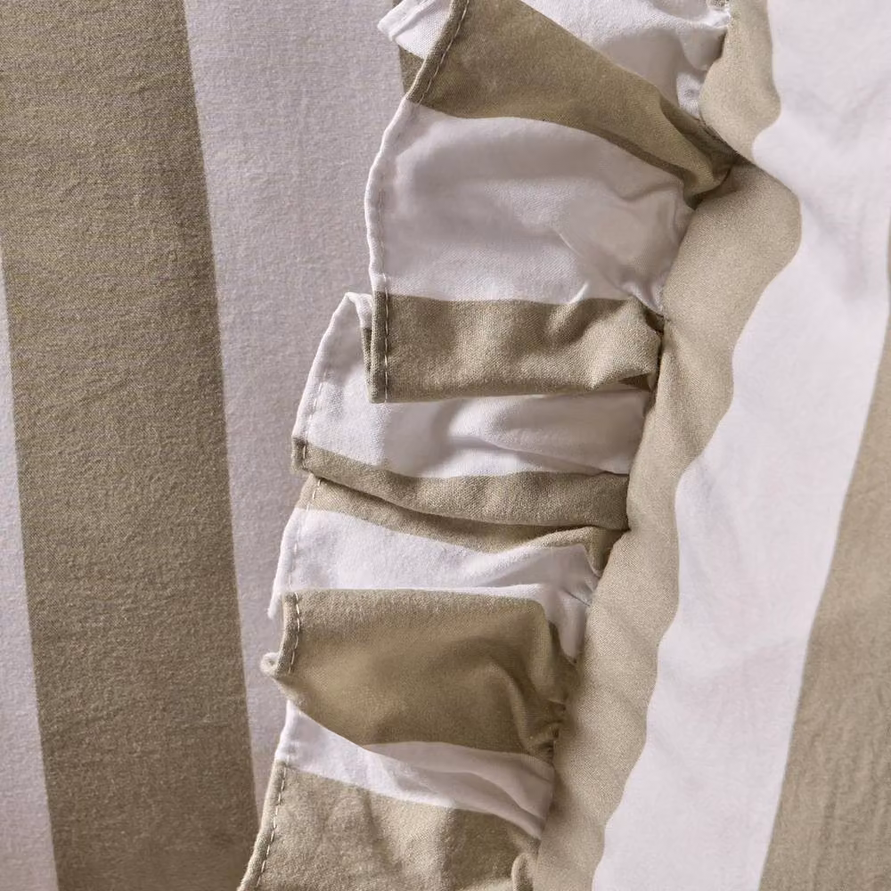 OHS 2 Pack Striped Frill Decorative Throw Pillows with Removable Linen Covers, Green, W/D/H: 45 x 45 x 45 cm – 4