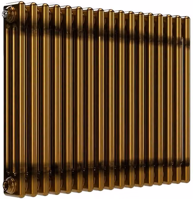 Lux Heat Horizontal Column Radiator in Gold and Brown Brass Lacquer, W: 60.0 cm, H: 78.5 cm