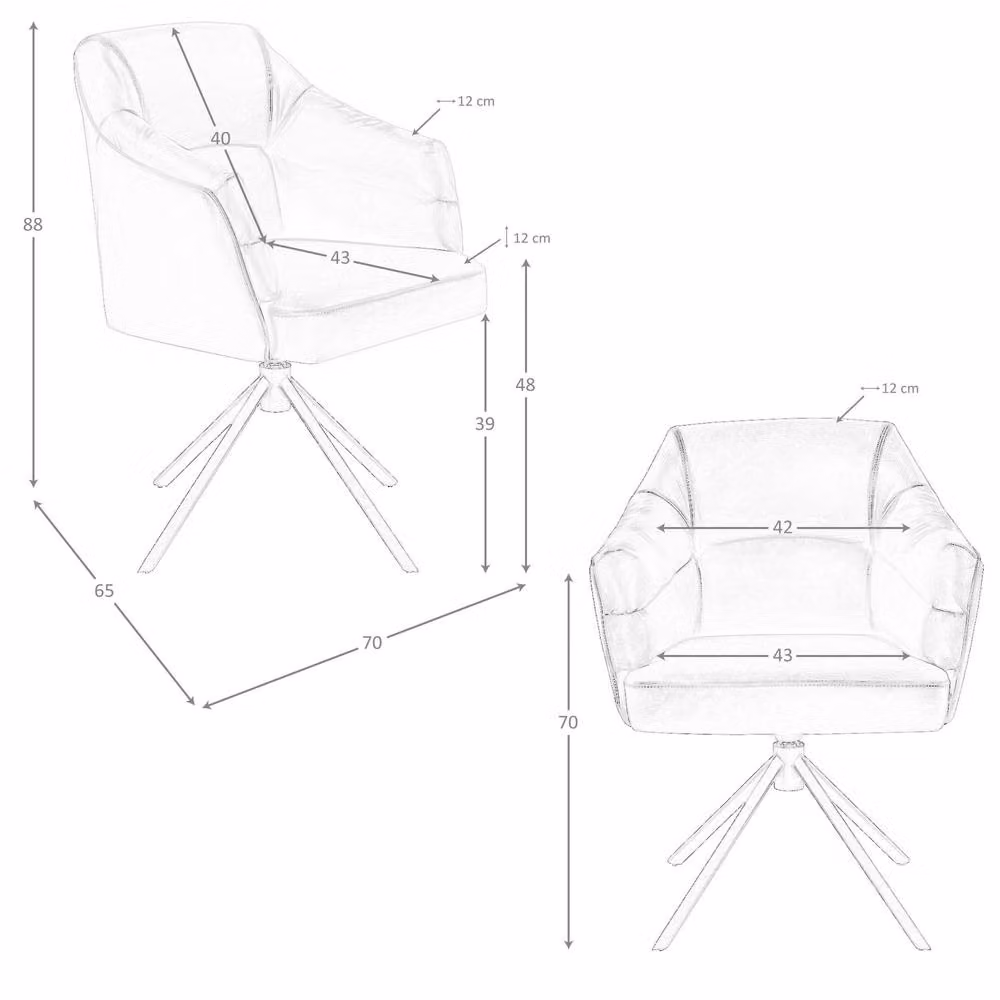 Angel Cerda Black Leatherette Swivel Dining Chair with Armrests – 6