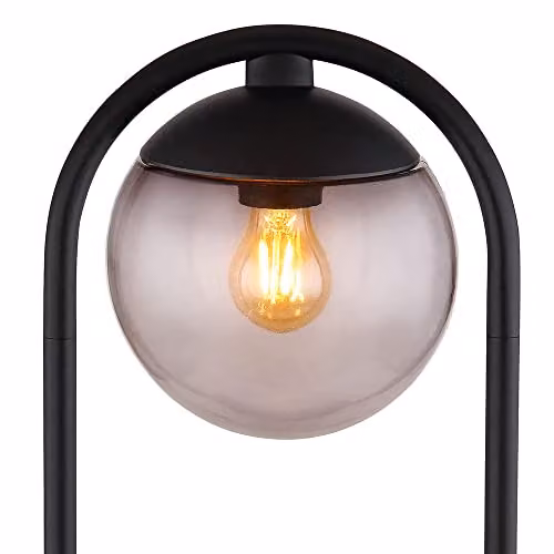 Netlighting Michael Outdoor Bollard Floor Lamp in Black with Smoke Glass Sphere, IP44, 1x E27, W/D/H: 20 x 20 x 100 cm – 5