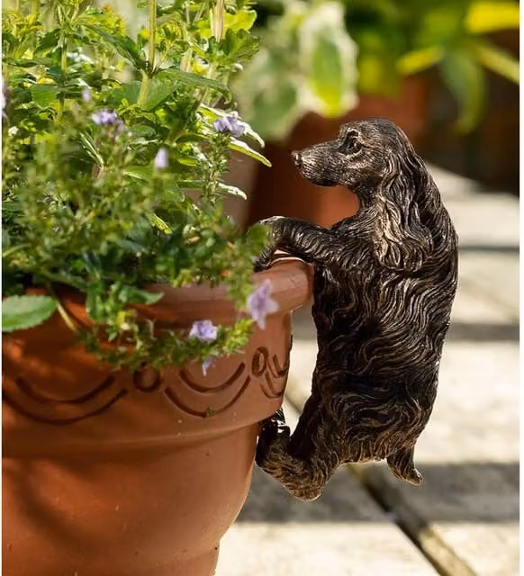 Jardinopia Cocker Spaniel Plant Pot Hanger, Bronze, W: 6 cm, D: 11 cm, H: 5.5 cm – 6