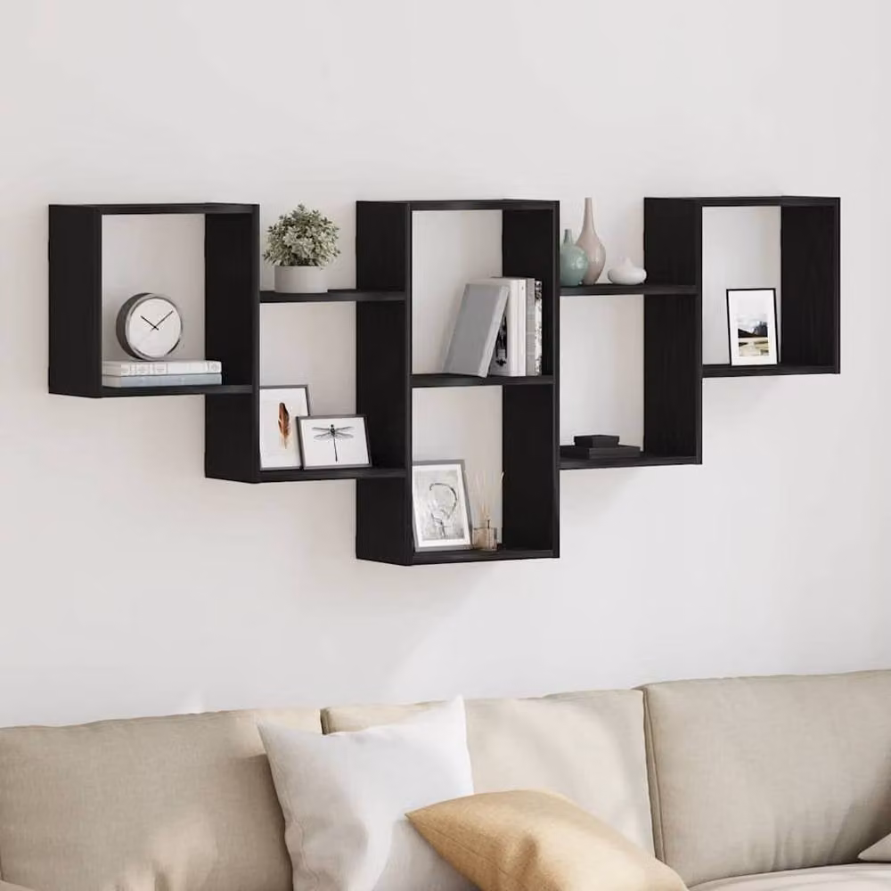 Berkfield Home Black Oak Wall Shelf, W: 159 cm, D: 18 cm, H: 66 cm – 2