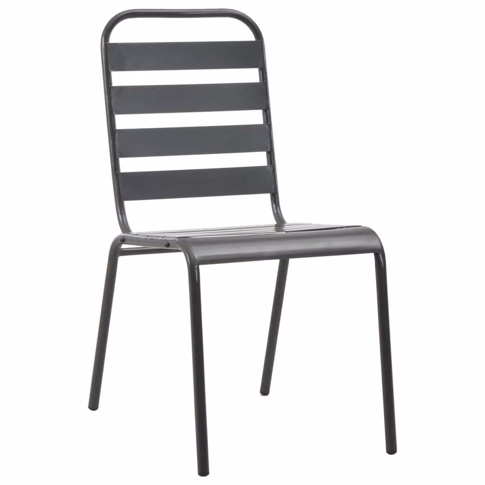 Berkfield Home Stackable Outdoor Metal Chairs, 2 Pack, Grey – 2