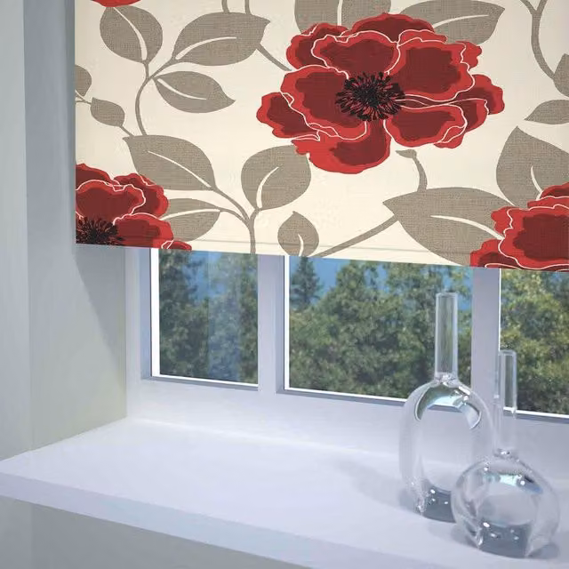 Terrys Red Floral Blackout Roller Blind with Cord