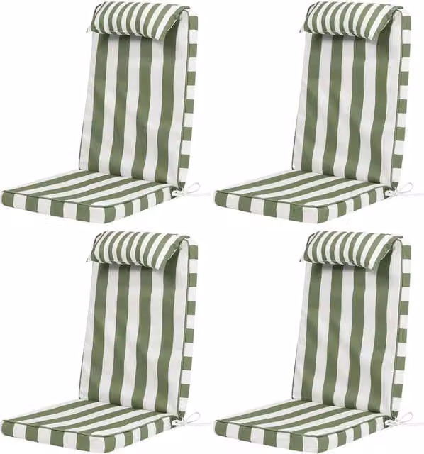 ICON Maritime High Back Seat Pad 4 Pack, Water Repellent Outdoor Fabric, Green