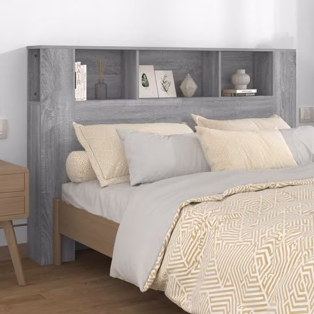 Berkfield Home Headboard Cabinet in Grey Sonoma, W: 160 cm, D: 18.5 cm, H: 104.5 cm – 1