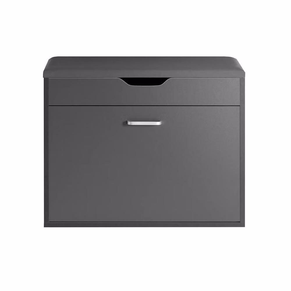 SoBuy Slim Entrance Bench with Lift-Up Storage and Synthetic Leather Seat in Dark Grey – 2