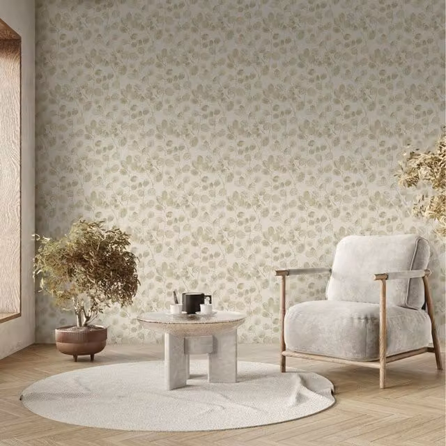 Holden Decor Opus Eucalypto Leaves Botanical Green Vinyl Wallpaper