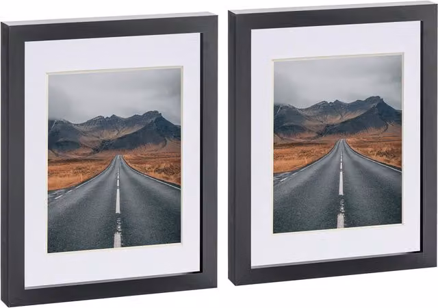 Nicola Spring Pack of 2 Black Rectangular Photo Frames with White Mounts – 4