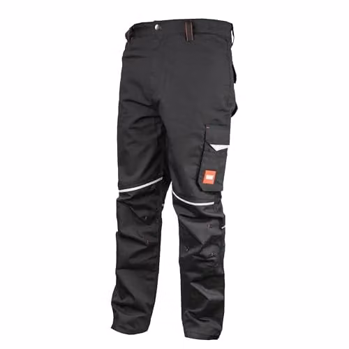 Scan Unisex Polycotton Cargo Worker Trousers with Reflective Trim, Holster and Knee Pad Pockets, Black, Size M – 1