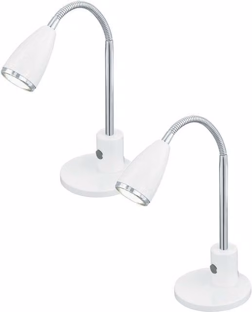 Loops 2 Pack Modern Table Lamps in White and Chrome with GU10 Bulb Included