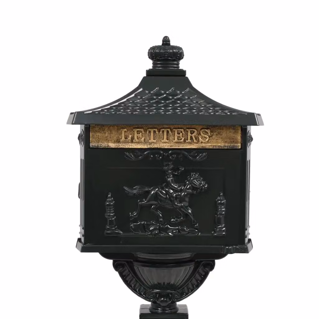 Berkfield Home Vintage Style Aluminium Pedestal Letterbox in Green – 3