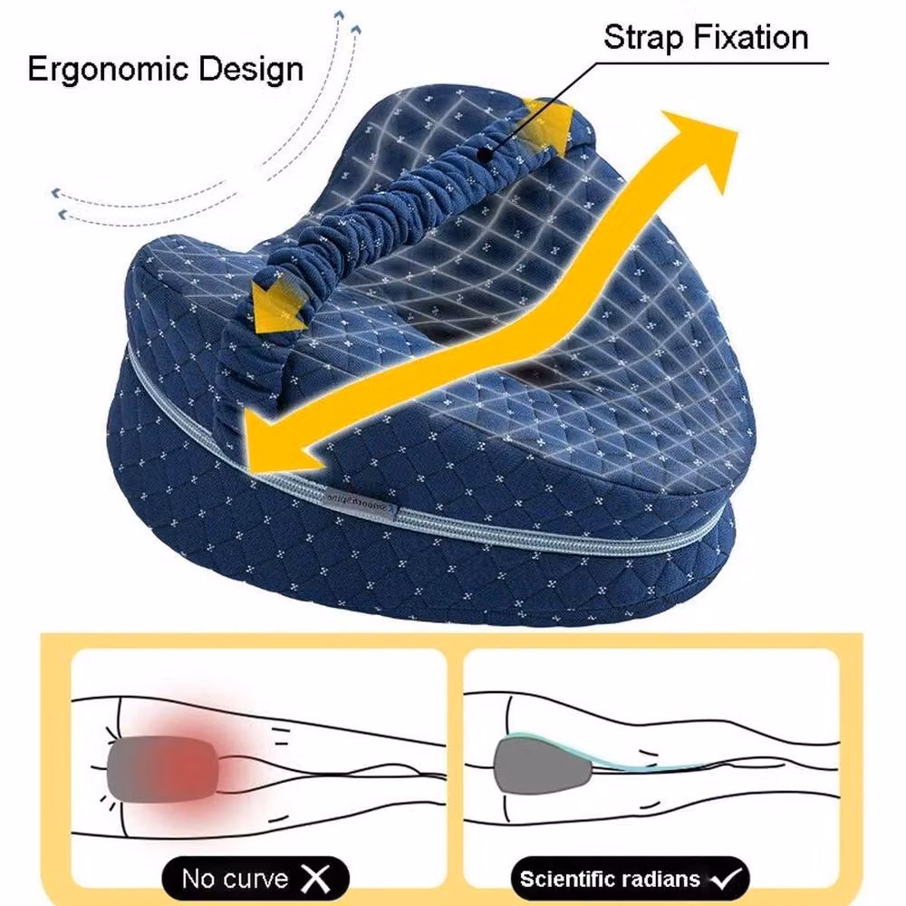 EONLION Navy Blue Memory Foam Knee and Leg Wedge Pillow for Unisex Use – 3