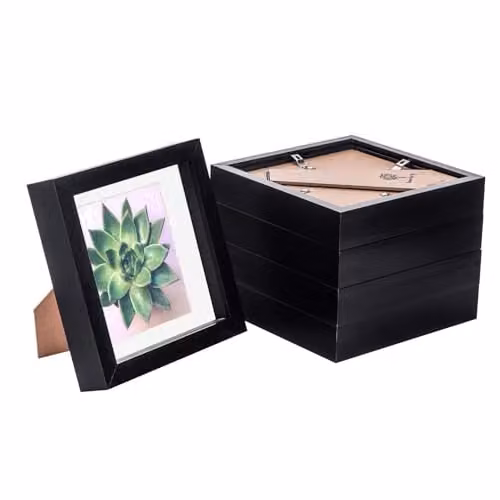 Nicola Spring 5 Piece Black 3D Shadow Box Square Photo Frame Set with Glass and White Mount, W/D/H: 17.5 x 17.5 x 5.0 cm – 1