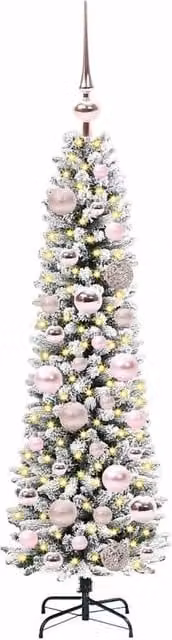 Berkfield Home Artificial Christmas Tree with 150 LEDs in Green and White, H 120 cm x W 48 cm x D 48 cm – 1