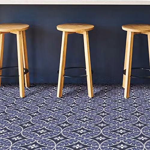 FloorPops FP3309 Capri Self-Adhesive Floral Peel and Stick Floor Tiles, Multicolour and Purple – 4
