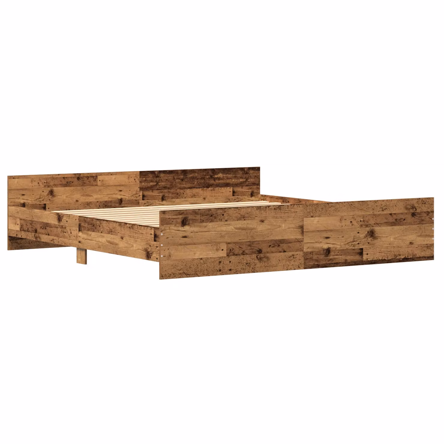 Berkfield Home Rustic Old Wood Bed Frame, Brown, W/D/H: 200 x 200 x 203 cm – 2