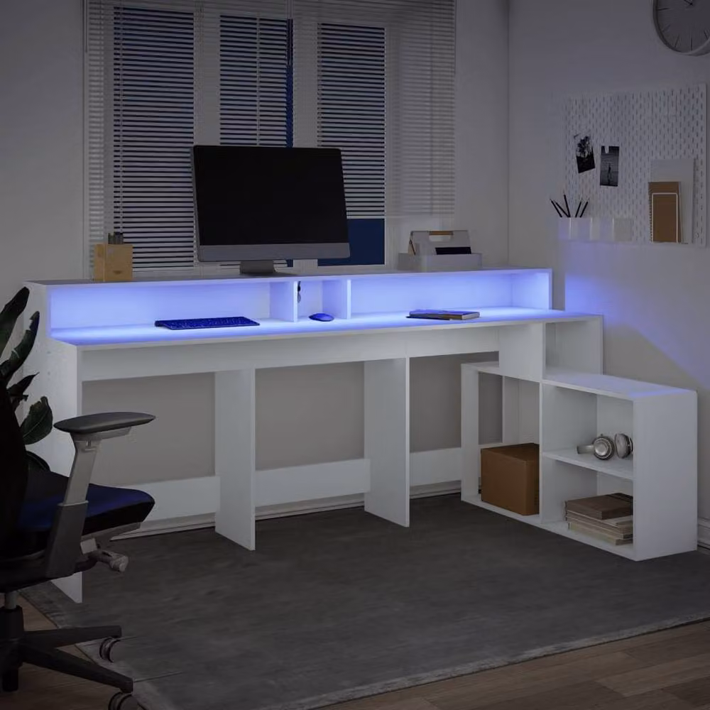 Berkfield Home Modern Writing Desk in White, W/D/H: 200 x 104 x 91 cm – 3