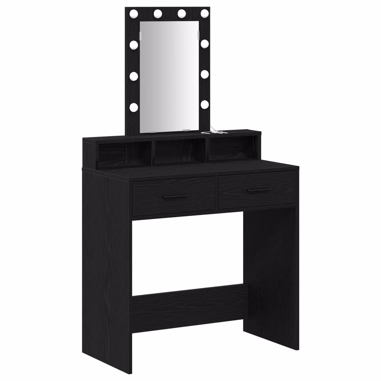 Berkfield Home Black Oak Dressing Table with LED Lights, W/D/H: 79 x 41 x 140 cm – 2