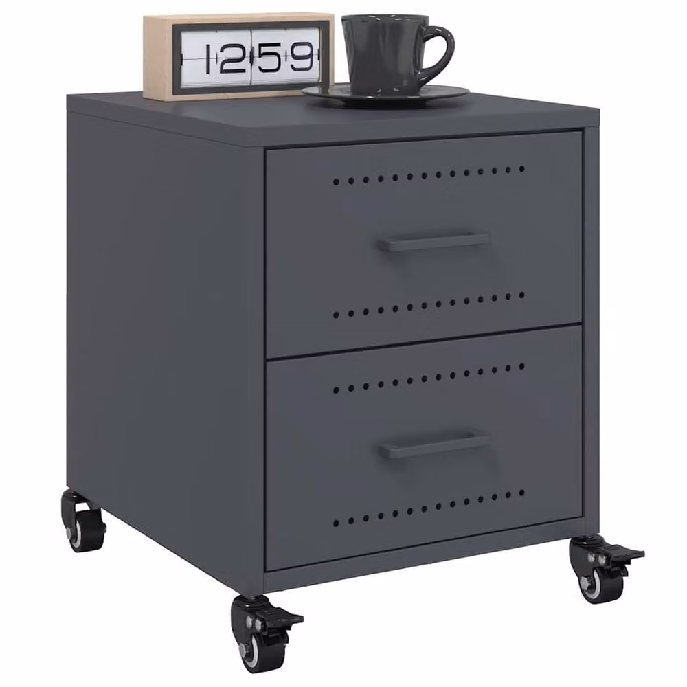 Berkfield Home Stylish Bedside Cabinets, 2 Piece Set in Anthracite Metal, W/D/H: 36 x 39 x 43.5 cm – 2
