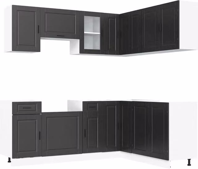 Berkfield Home 11 Piece Porto Black Modern Kitchen Cabinet Set in Engineered Wood