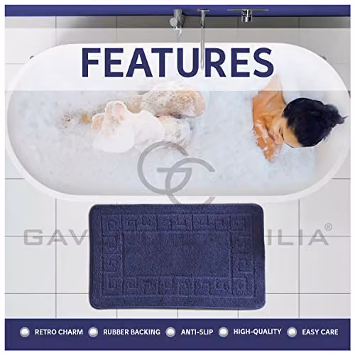 GC GAVENO CAVAILIA 2 Piece Non-Slip Bath Mat and Toilet Pedestal Mat Set in Blue – 4