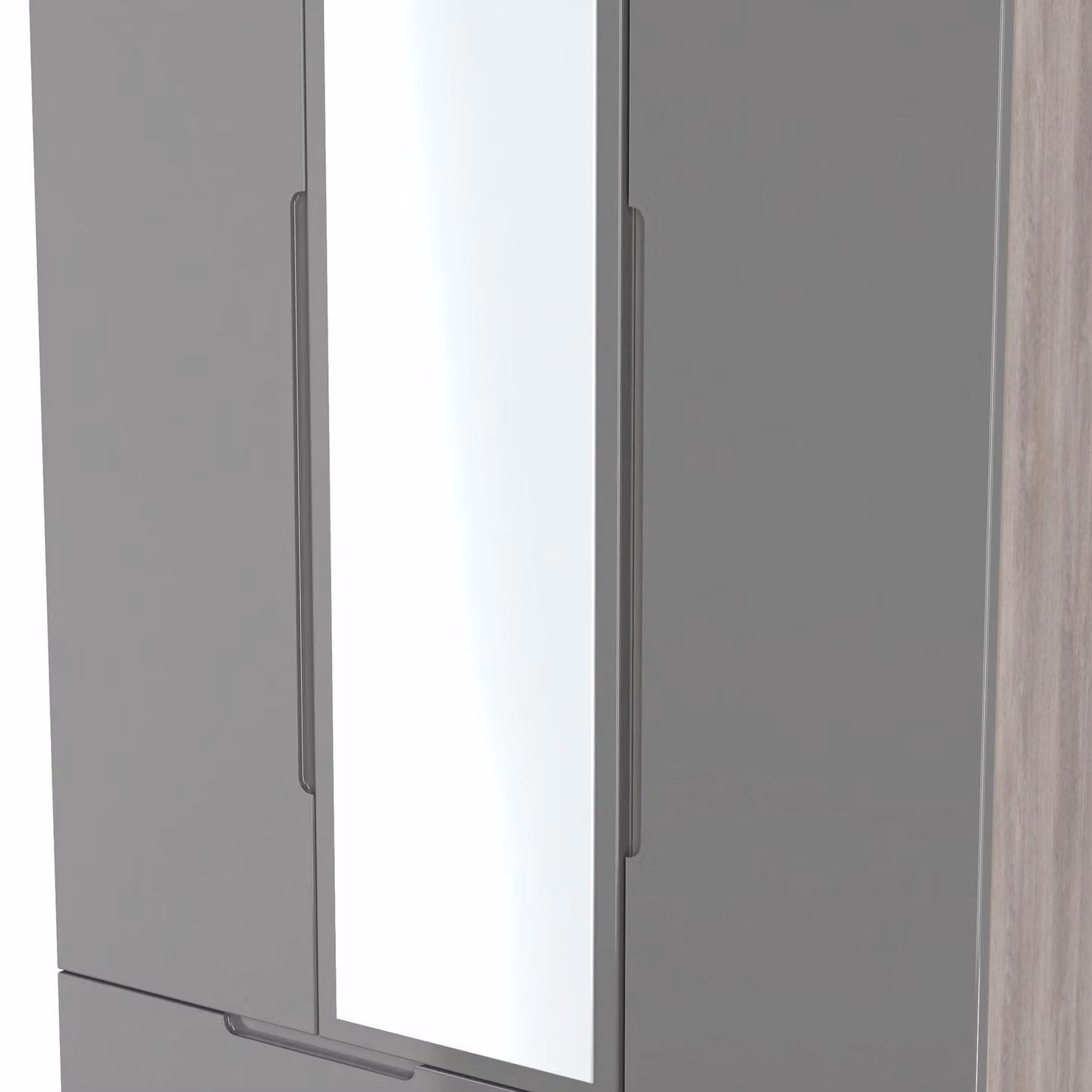 2 U Lucca Ready Assembled Triple Mirror Wardrobe with 2 Drawers in Grey – 3