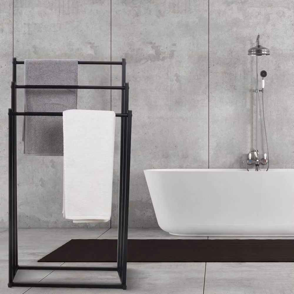 Kelvenix Black Freestanding Metal Towel Rack and Towel Rail – 2