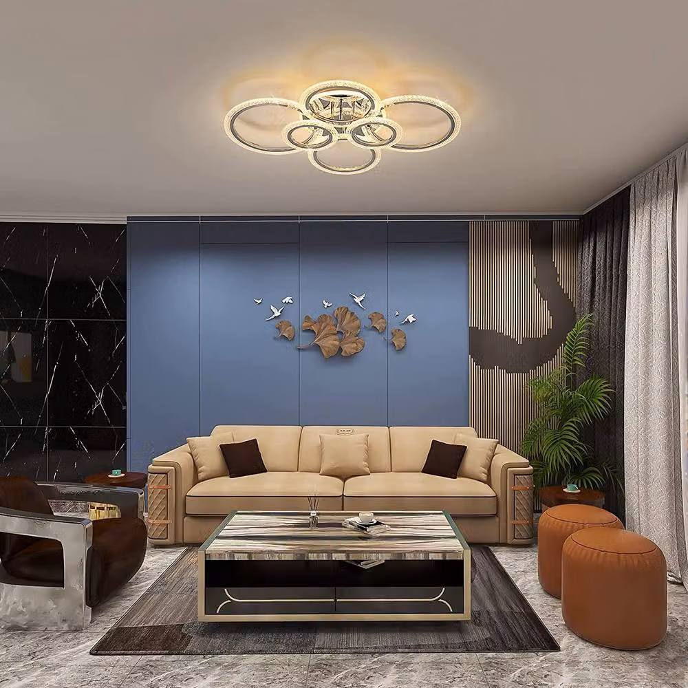 NIVOR 76W LED Dimmable 6 Ring Ceiling Chandelier in Silver – 4