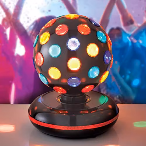 Global Gizmos 45830 Rotating LED Disco Ball with Multi-Colour Lights, Black – 8