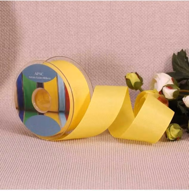 KDMD Yellow Grosgrain Ribbon, Width: 3.8 cm, Length: 20 m