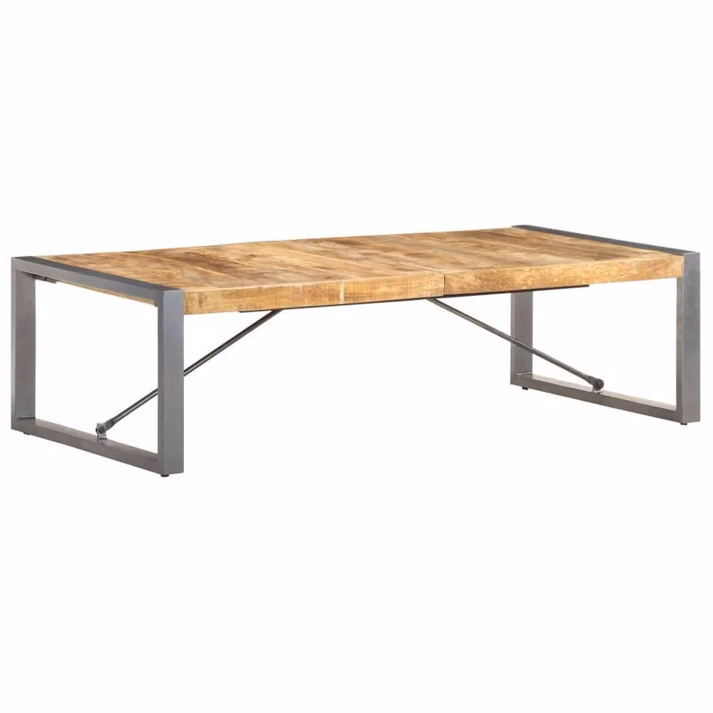 Berkfield Home Beautiful Rectangular Coffee Table in Brown Rough Mango Wood, W/D/H: 140 x 70 x 40 cm – 2